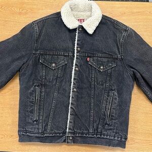 1970’s Levi's Charcoal/Black Denim Jacket with Sherpa Collar